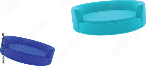  The bed on the left is dark blue, which conveys a sense of depth and sophistication, often associated with calmness and stability.