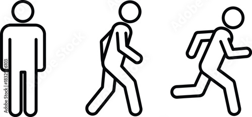 Stick figure walking running progression sequence illustration