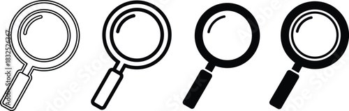Magnifying glass icon set in various styles and weights