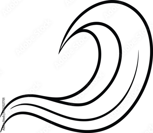 Thin Black Outline Wave Line Art Vector water ocean 3