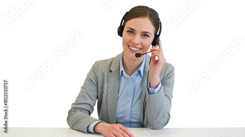 Friendly support agent smiling with headset ready to assist