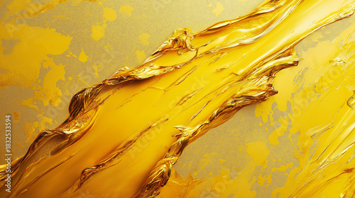 A gold colored painting with a gold colored brush stroke