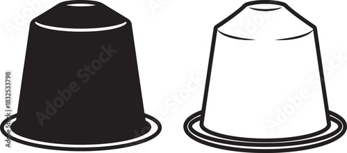 Two coffee pods side by side silhouette