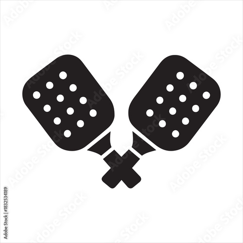 Minimal Pickleball Paddle Pair Flat Silhouette Icon