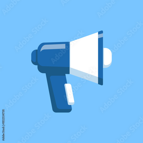 Flat Vector Illustration Blue Megaphone
