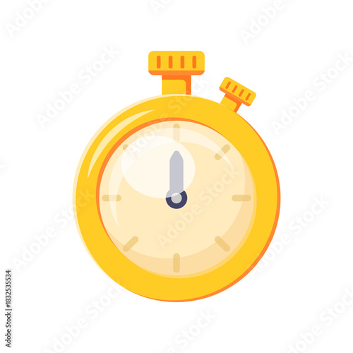 Flat vector illustration Yellow Stopwatch Timer