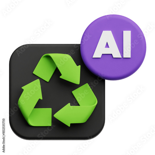 Free Download AI Recycle 3D Icon Isolated On The Transparent Background - GFXLoad
