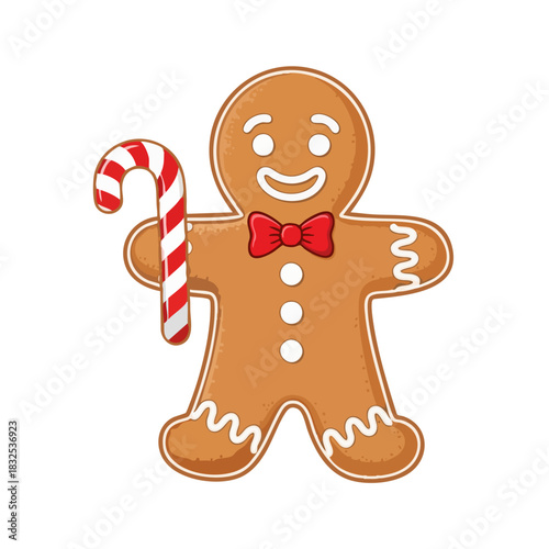 Gingerbread Man with Candy Cane A Festive Holiday Treat.