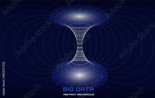 Abstract  visualization phesicien physical field  in dark background. Concept scientific technology, forces lines in space. Vector Illustration.