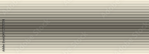 Retro linear halftone gradation texture. Parallel repeating stripe transition background. Fading thin to thick line gradient pattern. Horizontal strip wallpaper with Doppler effect concept. Vector