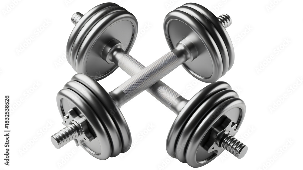 Naklejka premium Strong metallic dumbbells for fitness and exercise success