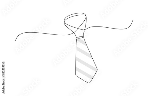 Continuous line drawing of a tie with stripped pattern