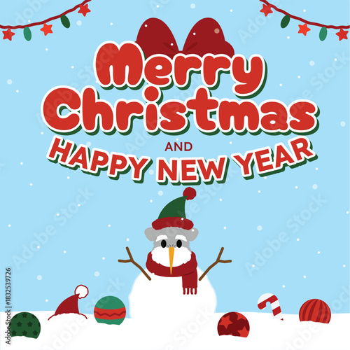 Schnauzer Dog Snow Man Christmas Card