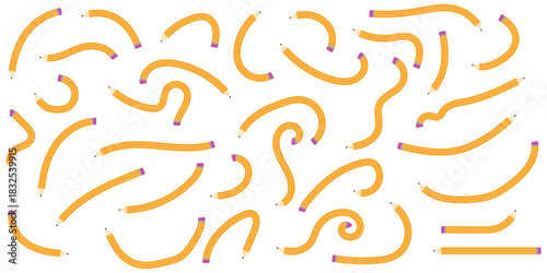 Creative background with colorful pencils in fun shapes for school and education related projects showcasing unique design and artistic expression with bright colors on transparent backdrop