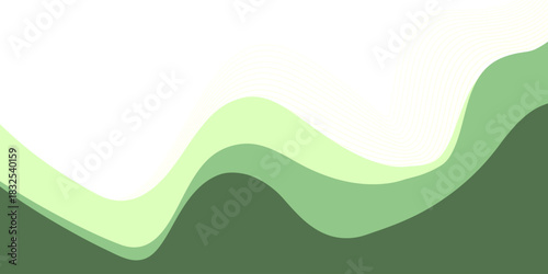 Abstract White and Green wave wide background banner modern arts green and white