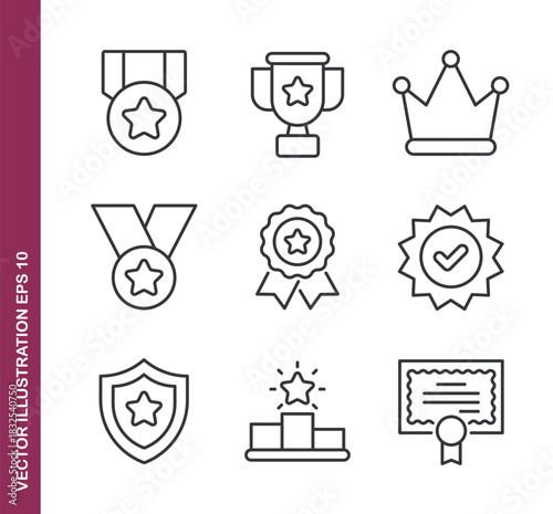 Award line icons - Mini collection and editable stroke series icon