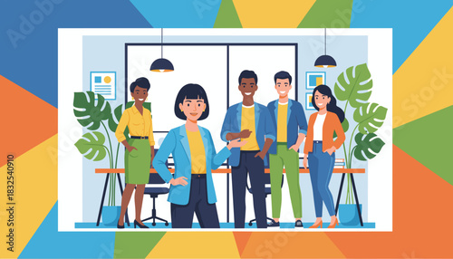 Diverse business team portrait in modern office Teamwork success and collaboration concept