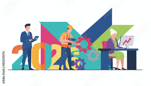 2023 business and industry concept showcasing strategy construction and financial growth