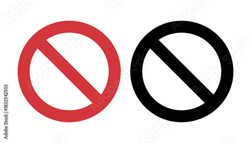 Red and black prohibition signs on white background no symbol forbidden