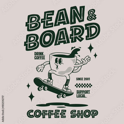 cartoon character of coffee Graphic Design for T shirt Street Wear and Urban Style