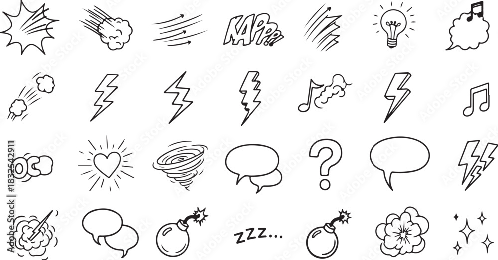 Obraz premium set of hand drawn vector drawing pins