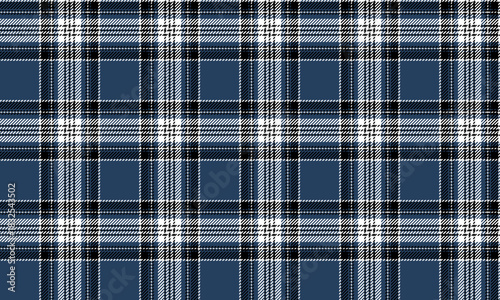 Seamless plaid pattern, blue, white, black, simple, cool, classic, suitable for designing clothes, skirts, pants, dresses, adding modernity to every style.