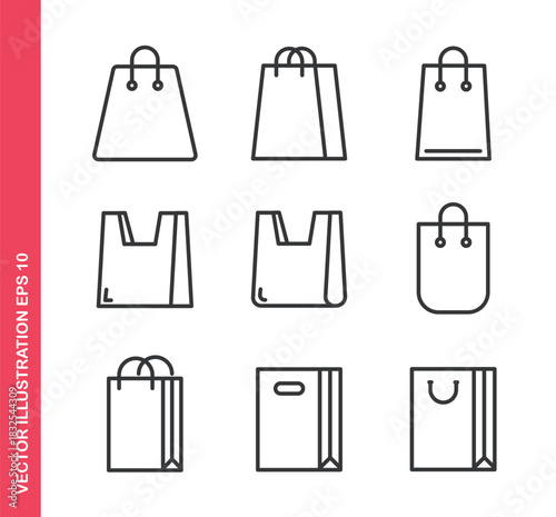 Shopping bag icon. Outline icons collection. Editable stroke.