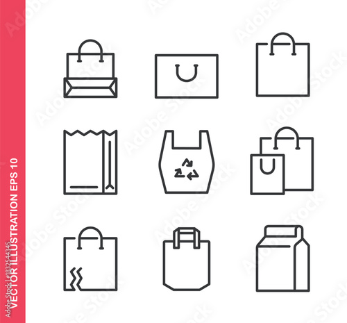 Shopping bag icon. Outline icons collection. Editable stroke.