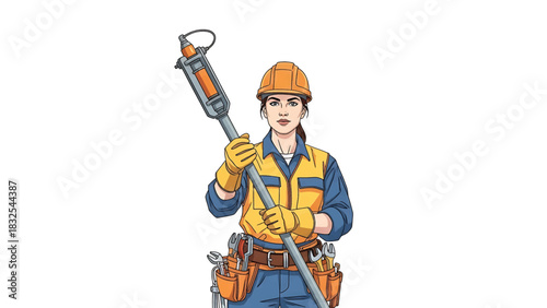 Female Construction Worker Holding a Tool Building and Construction Industry Professional