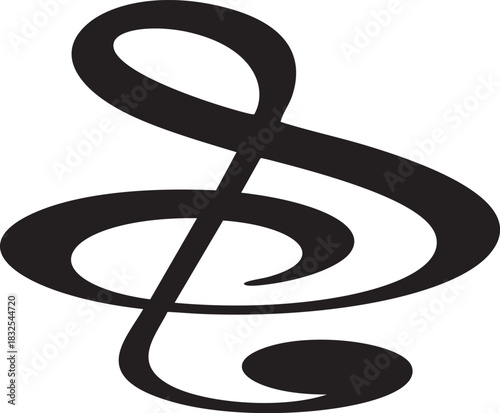 A classic black treble clef symbol, a fundamental element of musical notation, is presented against a clean, light gray backdrop.