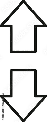 Up and down arrows outline directional symbol on white background