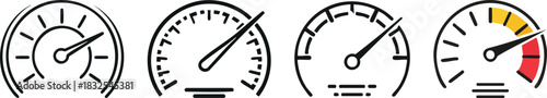Turbo boost outline icon featuring sweeping speedometer dial illustrated using bold minimal black line style