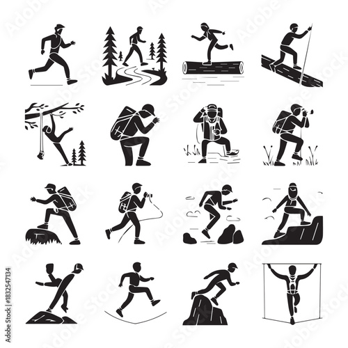 Collection of silhouetted athletes in various sports