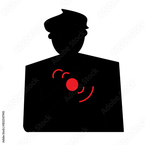 man suffering from severe chest pain heart issue medical silhouette useful for healthcare industry ui app.eps