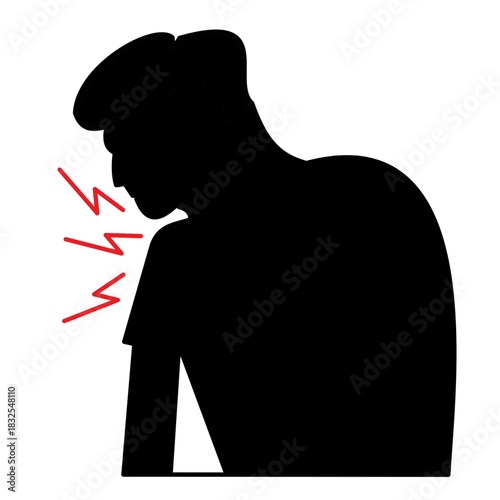 man suffering from shoulder joint pain muscle problem silhouette.eps