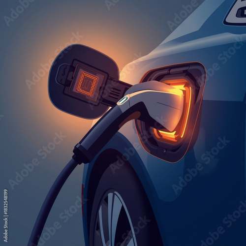 Electric vehicle charging port illuminated during charging