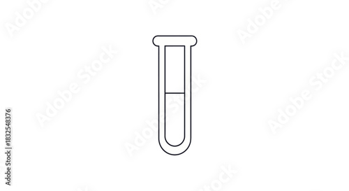 Minimalist Line Drawing of a Laboratory Test Tube Illustration for Scientific and Medical Design