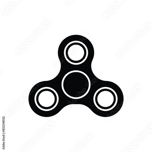 Black fidget spinner toy icon on white background