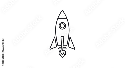 Minimalist Rocket Illustration for Space Exploration and Technology Themes