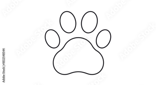 Minimalist Line Drawing of a Cute Cat Paw Print Illustration for Pet Lovers