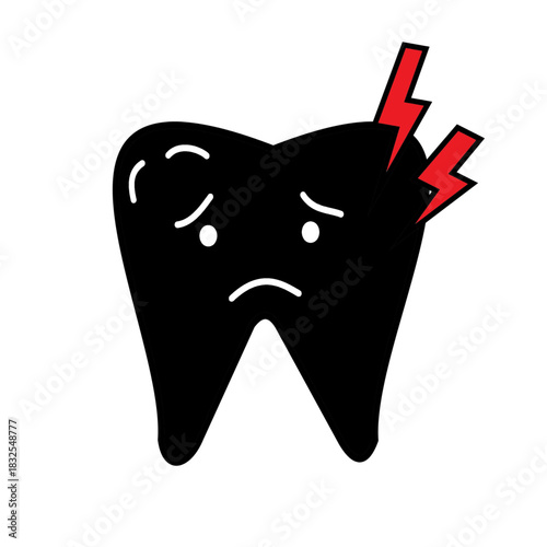teeth painful sad face dental issue dentistry tooth pain medical line icon silhouette.eps