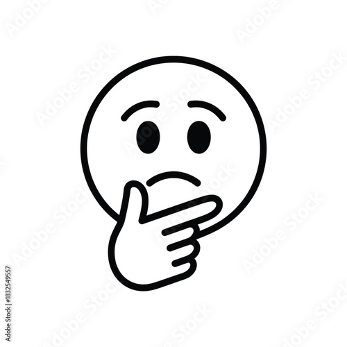 Thinking face emoji with hand on chin contemplating a problem
