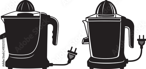 Two kitchen appliances juicer and blender silhouette