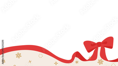 リボンのデコレーションフレーム、背景、雪の装飾、16:9 サイズ