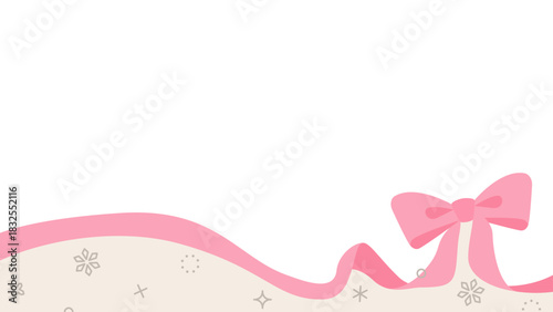 リボンのデコレーションフレーム、背景、雪の装飾、16:9 サイズ