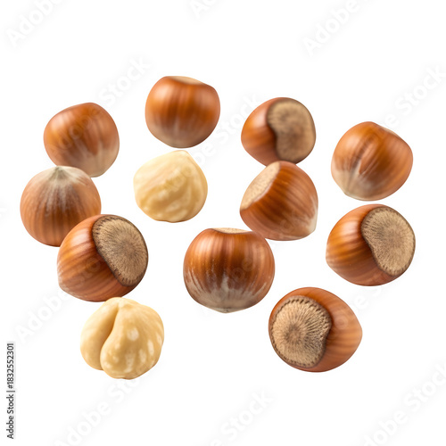 Wallpaper Mural Pile of hazelnuts with and without shell isolated on transparent background Torontodigital.ca