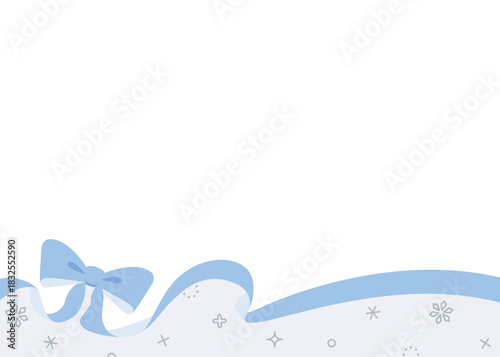 リボンのデコレーションフレーム、背景、雪の装飾