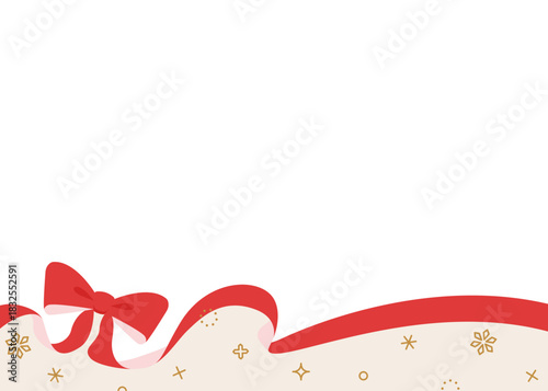 リボンのデコレーションフレーム、背景、雪の装飾