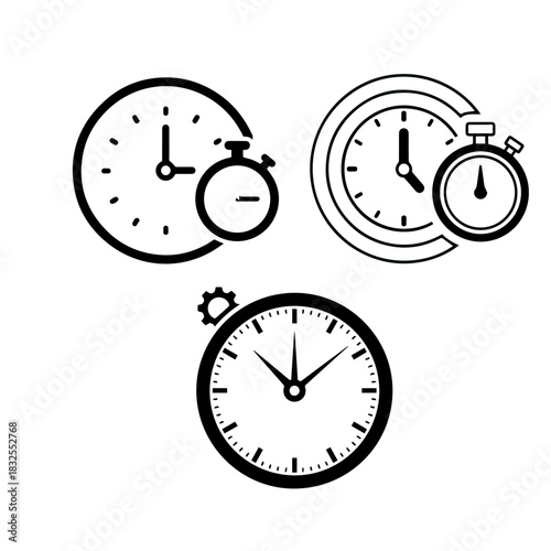 Vector illustration of a clock face icon with minute and hour hands symbolizing time, alarm, and business concepts