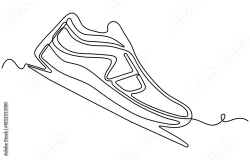 Minimalist shoes outline created with single continuous line drawing design. one line Icon drawing with white background